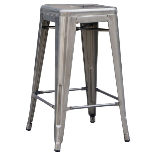 Set of 4x 66cm Tolix Retro Reproduction Cafe Bar Stools - Metal Galvanised