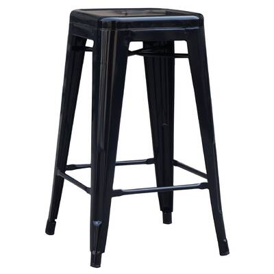 Set of 4x 66cm Reproduction Cafe Bar Stools - Black