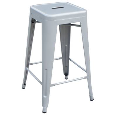 Set of 4x 66cm Tolix Retro Reproduction Cafe Bar Stools - Silver