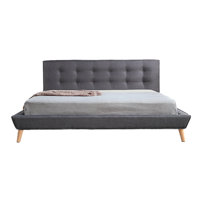 King Linen Fabric Deluxe Bed Frame Grey