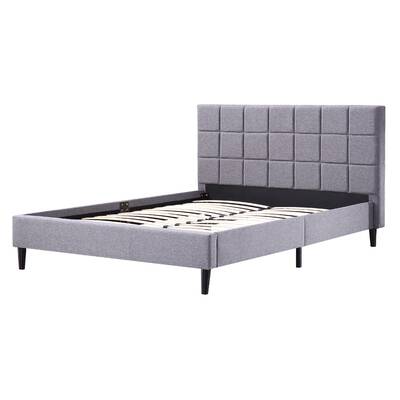 Queen Linen Fabric Deluxe Bed Frame Grey