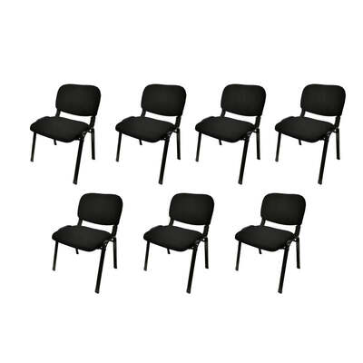 Stackable & Linkable Office Conference Visitor Community  Chairs 7 Pcs-Black