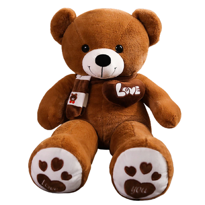 Huge 100cm Brown Giant Teddy Bear Toys Stuffed Animals Soft Plush Cotton Scarf Bear Hold Pillow Doll