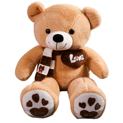 Huge 100cm Khaki Giant Teddy Bear Toys Stuffed Animals Soft Plush Cotton Scarf Bear Hold Pillow Doll