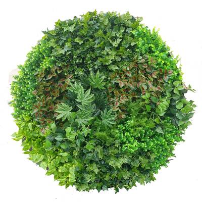 Artificial Green Wall Disk Art 150cm - Dense Green Sensation - White Frame