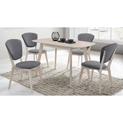 Natural Solid Rubberwood 5 Piece Dining Set 