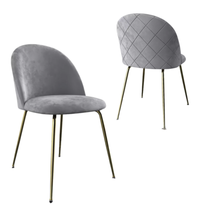 Velvet Dining Chair with Gold Legs Set of 2-Grey