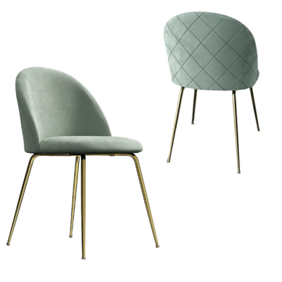 Dining Chair with Gold Legs Set of 2-Mint