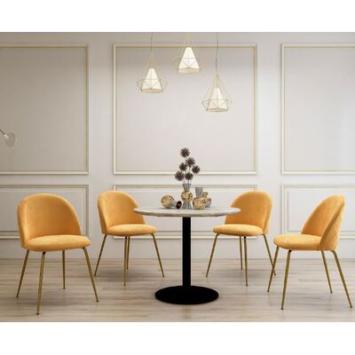 Gold Dining Set Table and Chairs 5 Piece