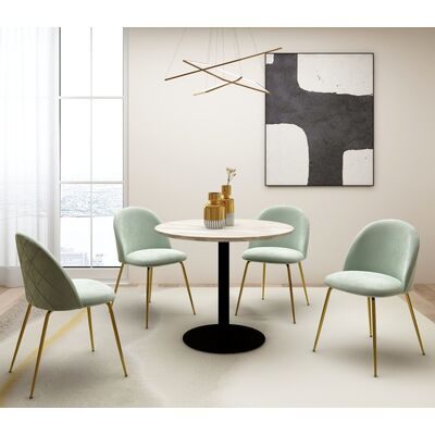 Gold-Black 5 Piece Dining Set Table and Chairs