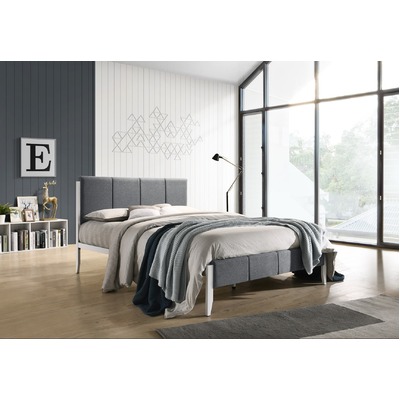 Fabric Upholstered Bed Frame in Grey - King