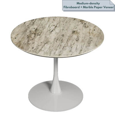 Mid-Century Design Round Dining Table-White