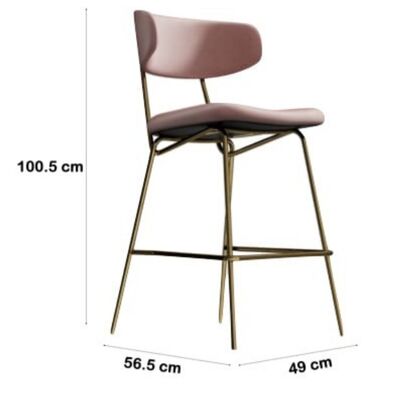 Modern Velvet Barstool with Gold Legs Set of 2