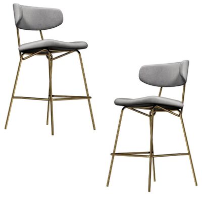 Velvet Barstool with Gold Legs Set of 2