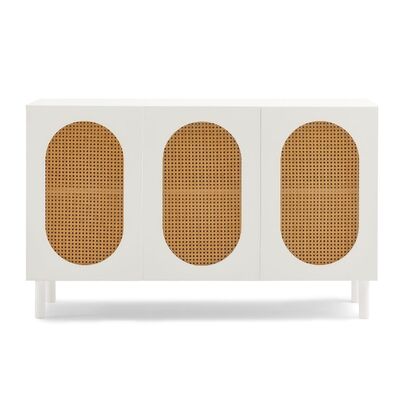 3 Door Rattan Sideboard in White