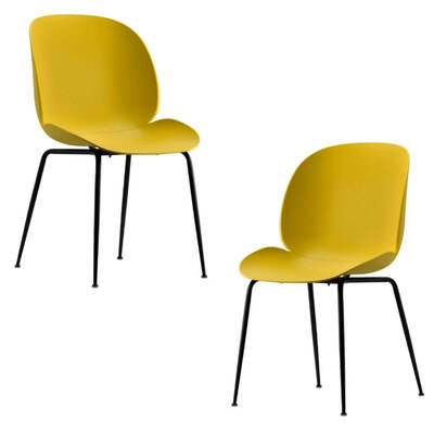 Curvy Beetle Dining Chair Set of 2-Yellow