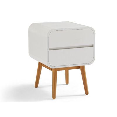 Night Stand with Push to Open Drawers-White