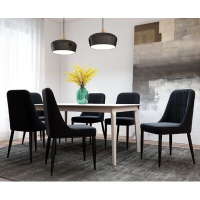 Black 7 Piece Dining Set Table and Chairs