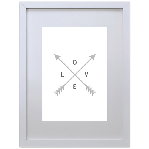 Love and Arrows (Grey, 210 x 297mm, White Frame)