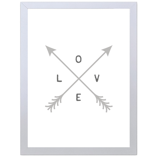 Love and Arrows (Grey, 297 x 420mm, White Frame)