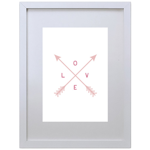 Love and Arrows (Pink, 210 x 297mm, White Frame)