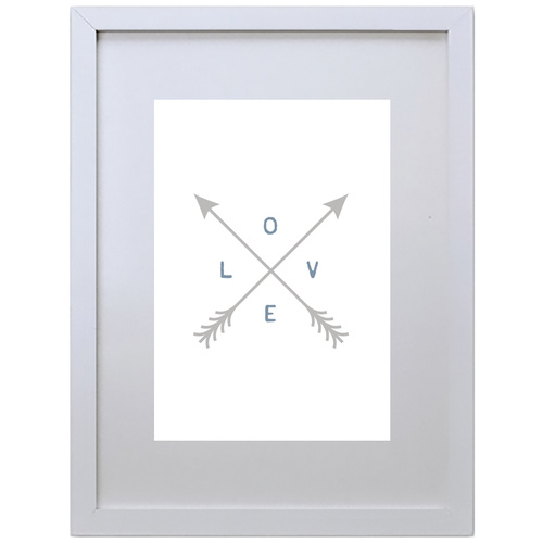 Love and Arrows (Grey-Blue, 210 x 297mm, White Frame)