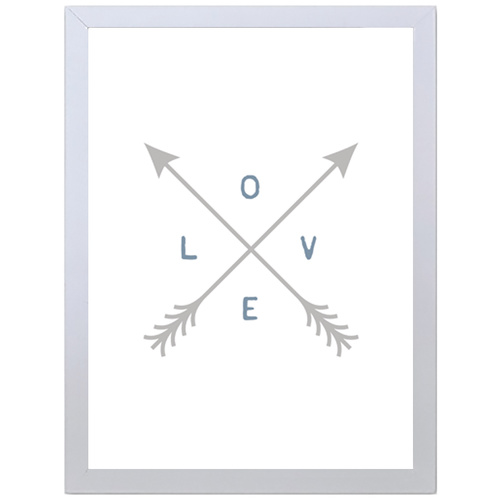 Love and Arrows (Grey-Blue, 297 x 420mm, White Frame)