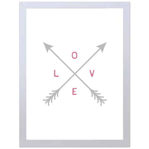 Love and Arrows (Grey-Pink, 297 x 420mm, White Frame)