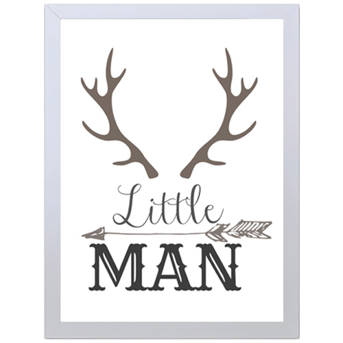 Little Man with Horns and Arrows (297 x 420mm, White Frame)