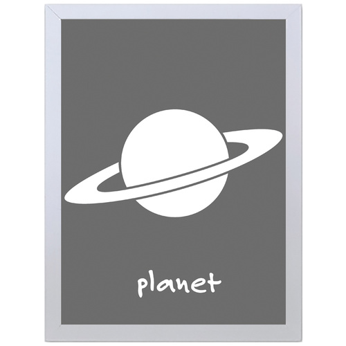 Planet Saturn Space (Gray, 297 x 420mm, No Frame)