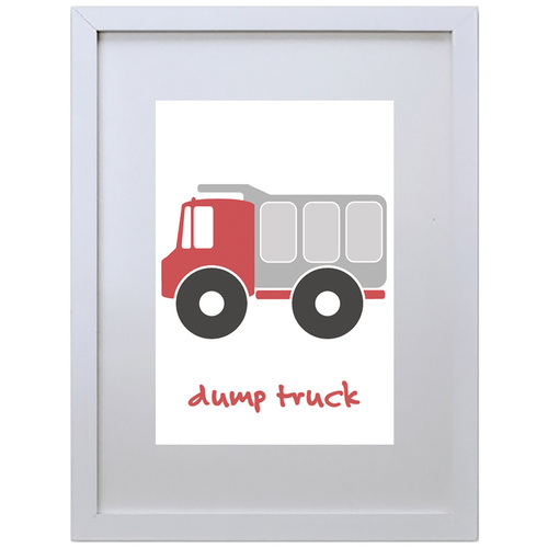 Dump Truck (Red, 210 x 297mm, White Frame)