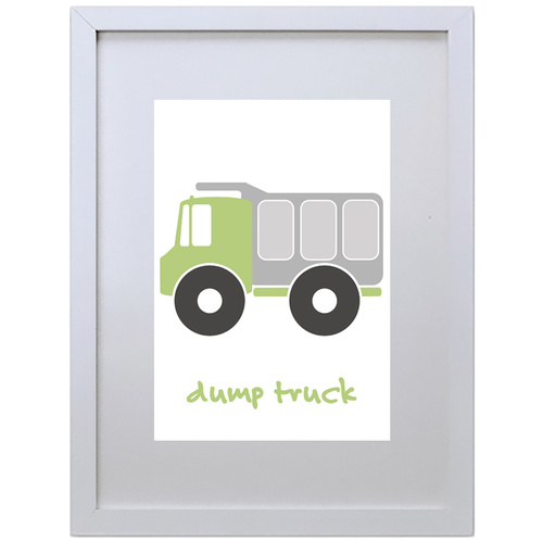 Dump Truck (Green, 210 x 297mm, White Frame)