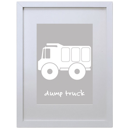 Dump Truck (Gray, 210 x 297mm, White Frame)