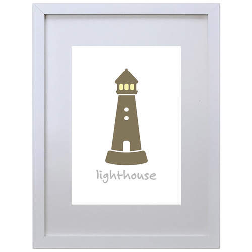 Light House (Brown, 210 x 297mm, White Frame)