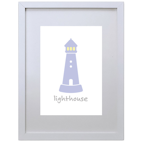 Light House (Purple, 210 x 297mm, White Frame)