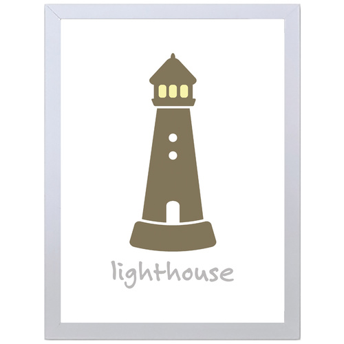 Light House (Brown, 297 x 420mm, White Frame)