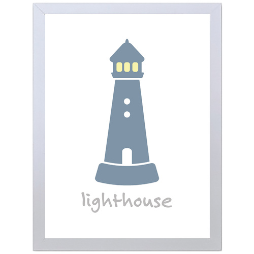 Light House (Blue, 297 x 420mm, White Frame)