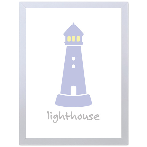 Light House (Purple, 297 x 420mm, White Frame)