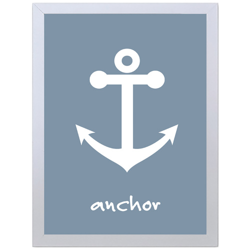 Anchor (Blue-White, 297 x 420mm, White Frame)