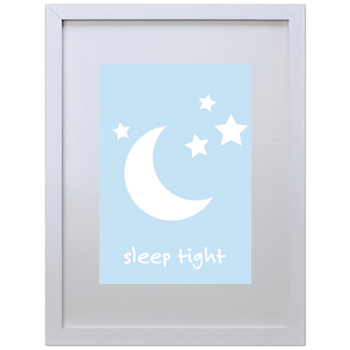 Sleep Tight (Light-Blue, 210 x 297mm, White Frame)