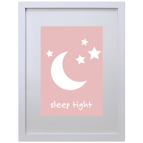 Sleep Tight (Pink, 210 x 297mm, White Frame)