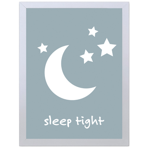 Sleep Tight (Blue, 297 x 420mm, White Frame)