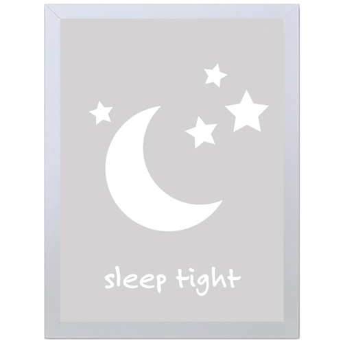 Sleep Tight (Gray, 297 x 420mm, White Frame)