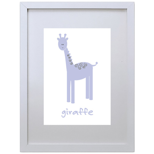 Giraffe (Purple, 210 x 297mm, White Frame)