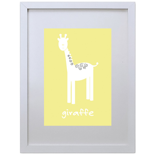 Giraffe (Yellow, 210 x 297mm, White Frame)