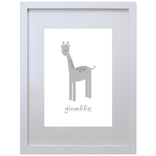 Giraffe (Gray, 210 x 297mm, White Frame)