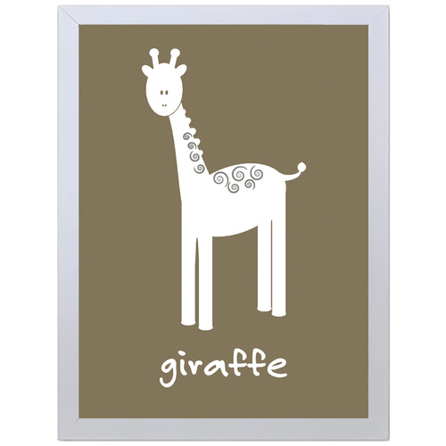 Giraffe (Brown, 297 x 420mm, White Frame)