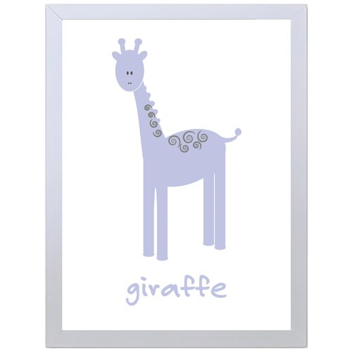 Giraffe (Purple, 297 x 420mm, White Frame)