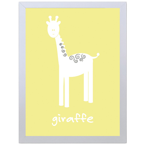 Giraffe (Yellow, 297 x 420mm, White Frame)