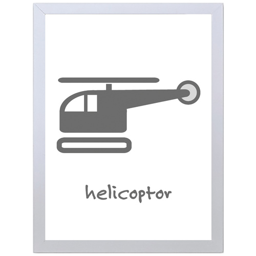 Helicopter (Gray, 297 x 420mm, White Frame)